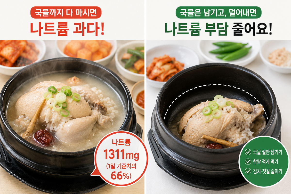 “국물까지 싹 비웠는데?”…삼계탕 한 그릇, 나트륨 하루 기준치의 66%